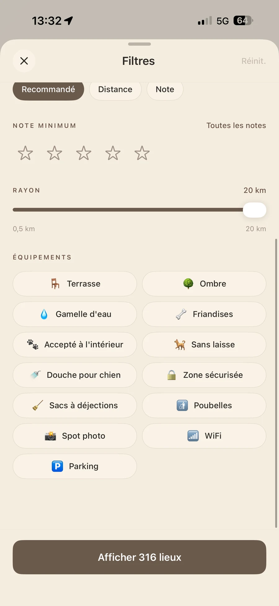 Filtres et équipements dans The Dog Map